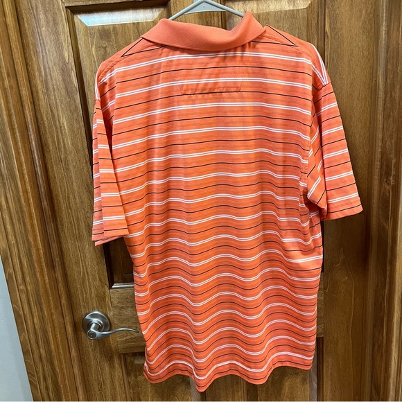 Men’s PGA Tour Golf Polo Stripe Orange Large - Picture 4 of 4